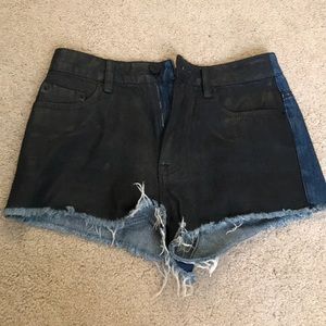 Black and denim shorts
